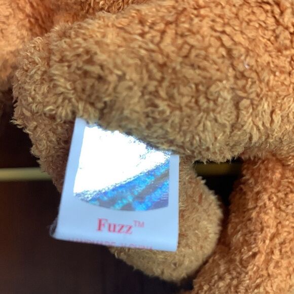 Fuzzy bear black eyes, blue bow, rare - Picture 5 of 6